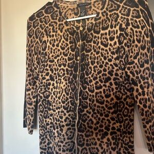 100% Merino Wool Leopard Print Cardigan